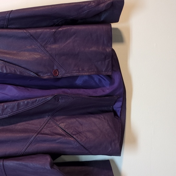 Vintage 80s Purple Leather Jacket, Size Small - Picture 6 of 10